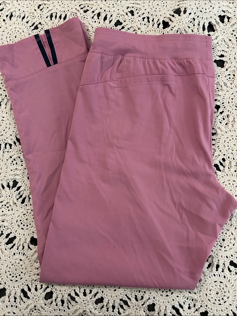 Barco Uniforms Rose Pink Drawstring Jogger Pants with Navy Trim - Picture 5 of 5